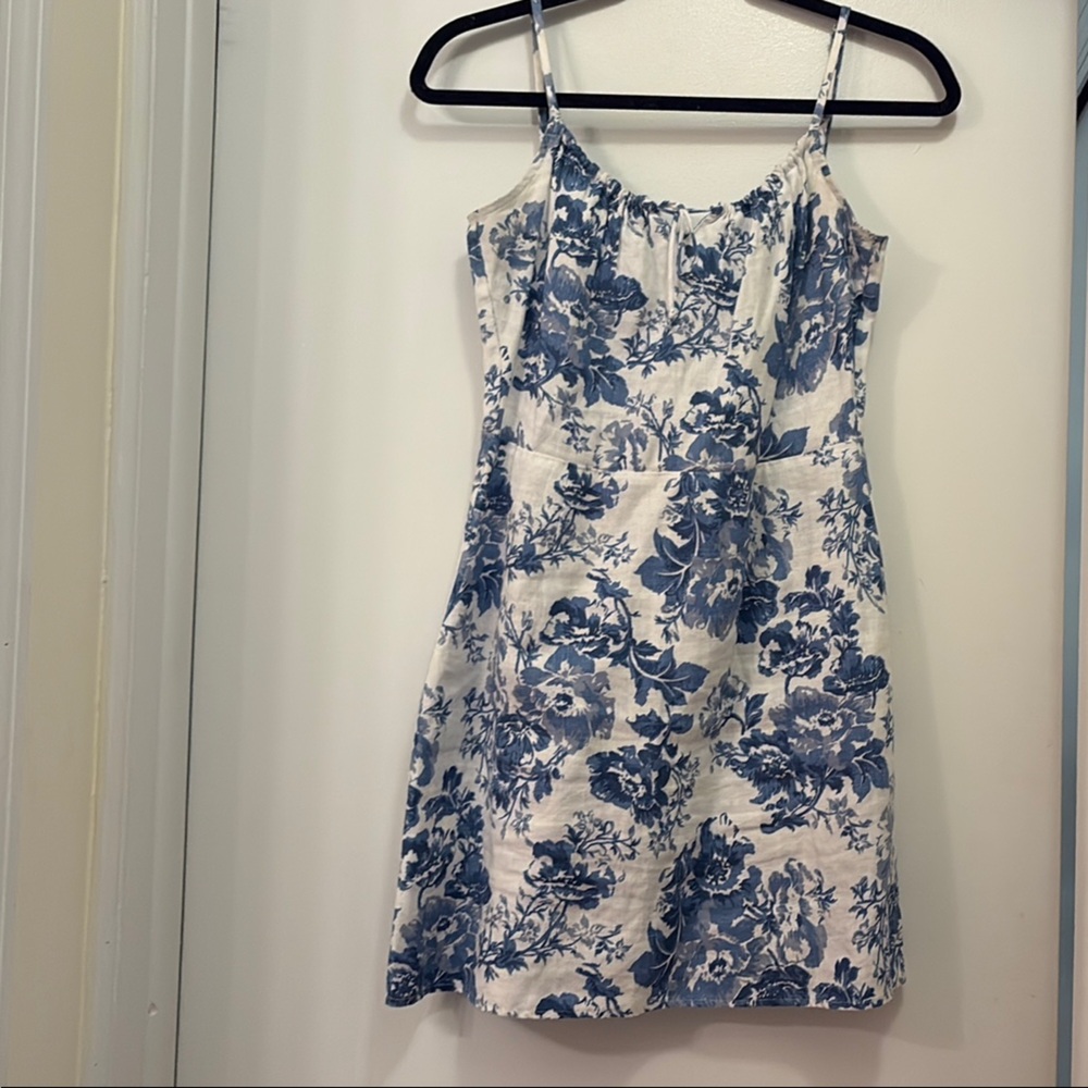 Reformation Blue and White Floral Dress